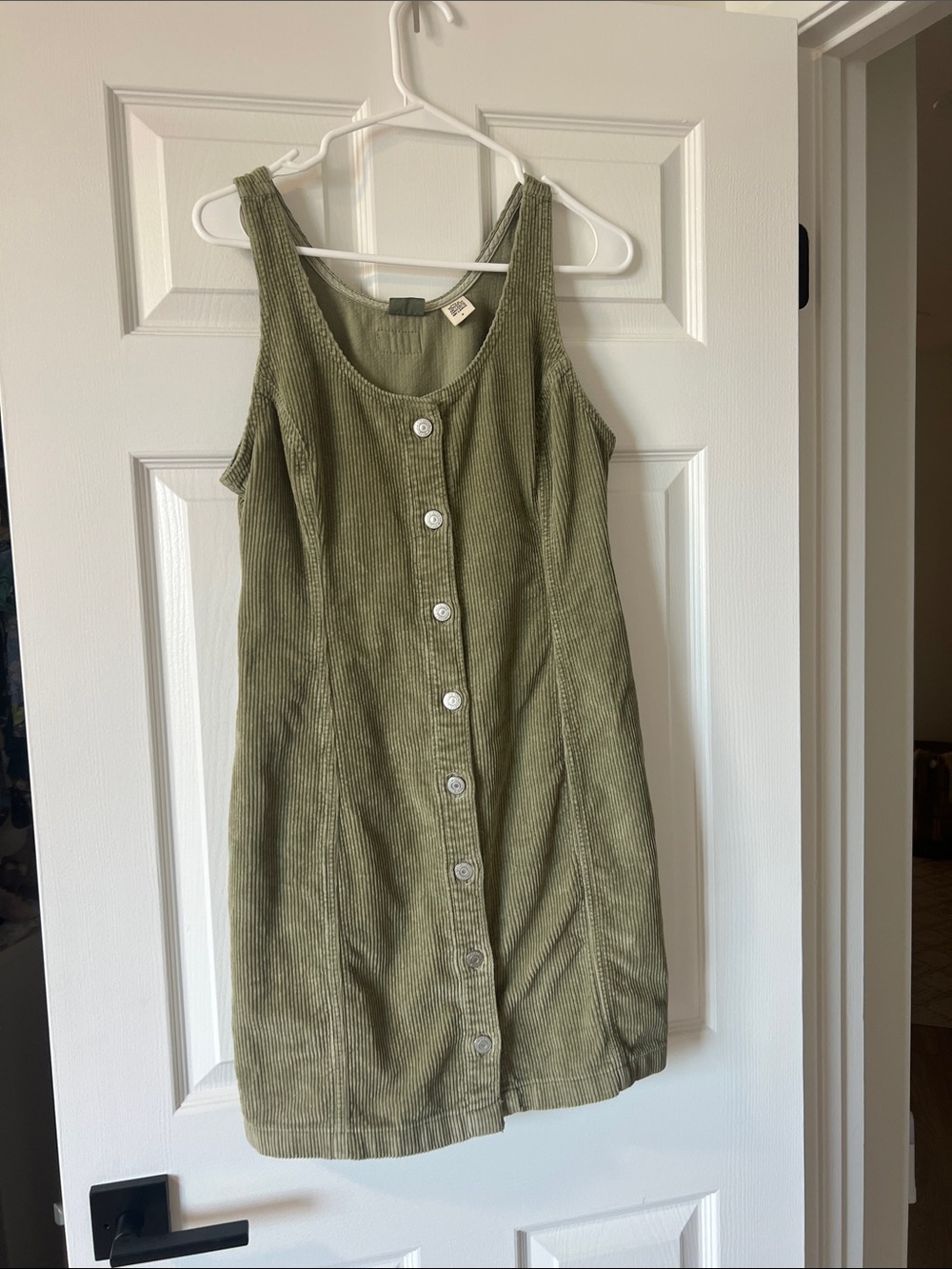 Levi's Olive Green Corduroy Button-Front Mini Dress